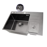 Czarny zlewozmywak stalowy póltorakomorowy z ociekaczem Nett NBM-7047