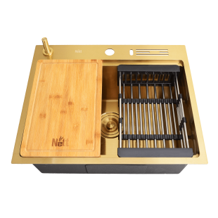 Złoty zlewozmywak ze stali nierdzewnej Nett NG-5747  zdjęcie 