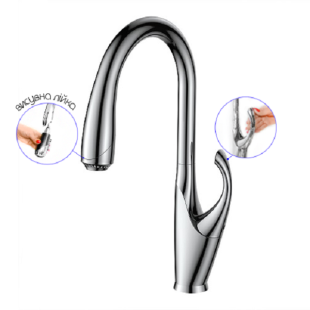 Bateria kuchenna z wyciąganą wylewką Łabędź chrom SWH-435  zdjęcie 