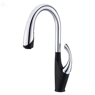 Czarna bateria kuchenna z wyciąganą wylewką Łabędź SWB-435  zdjęcie 