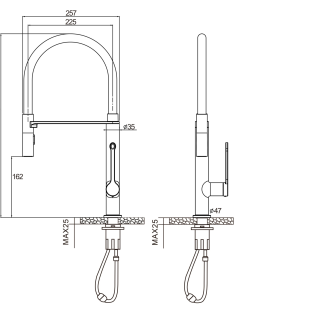 Jednouchwytowa bateria kuchenna z elastyczną wylewką Nett GH-48  zdjęcie 