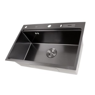 Czarny zlewozmywak ze stali nierdzewnej z powłoką PVD Nett NB-7048  zdjęcie 