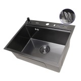 Czarny zlewozmywak ze stali nierdzewnej z powłoką PVD Nett NB-5747