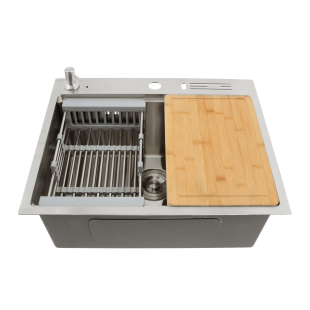 Мийка для кухні накладна з нержавійки кухонна станція Nett NS-5747  zdjęcie 