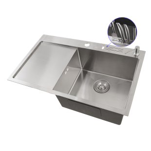 Zlewozmywak stalowy z ociekaczem inox Nett NS-6045(L)  zdjęcie 
