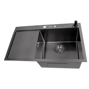 Zlewozmywak czarny z ociekaczem Nett NB-6045(L)  zdjęcie 